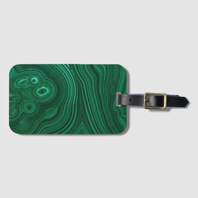 Green gemstone malachite natural stone design luggage tag (Front Horizontal)