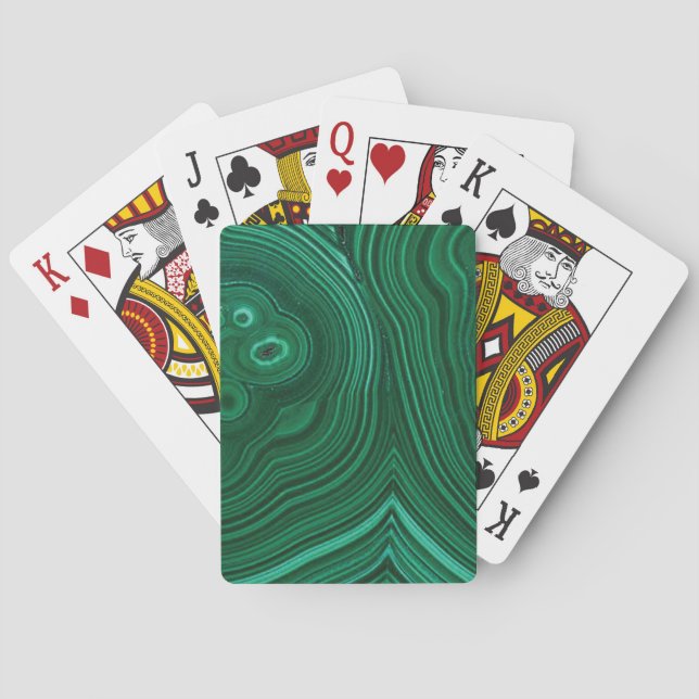 Green gemstone malachite natural stone  poker cards (Back)