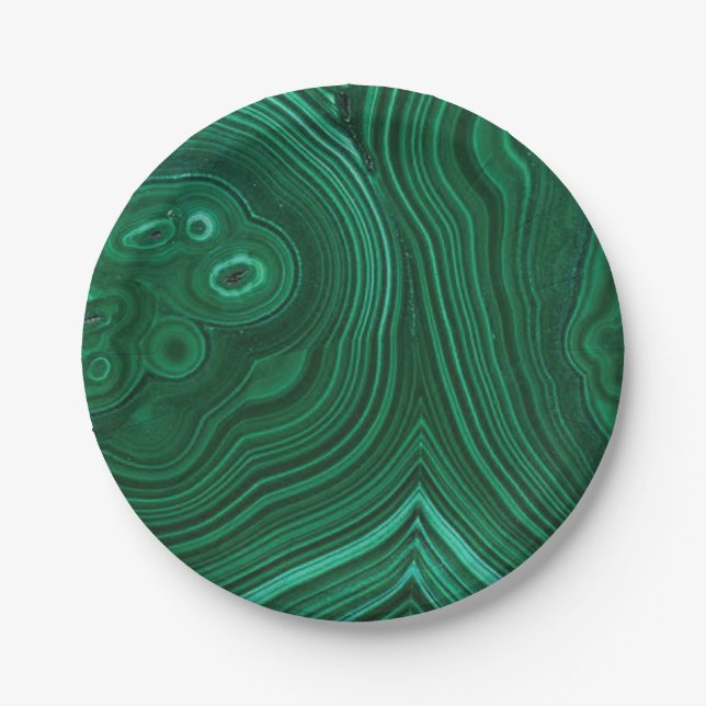 Green gemstone malachite paper plates (Front)