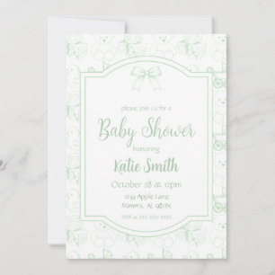 Green Gender Neutral Baby Shower Invitation