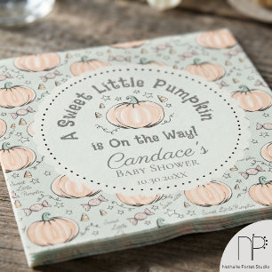 Green Gender Neutral Little Pumpkin Baby Shower Napkins