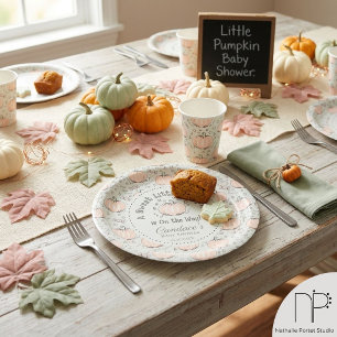Green Gender Neutral Little Pumpkin Baby Shower Paper Plates