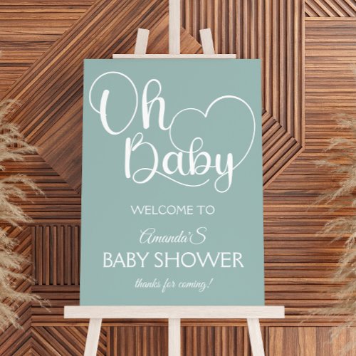 Green Gender Neutral Modern Elegant Baby Shower Foam Board