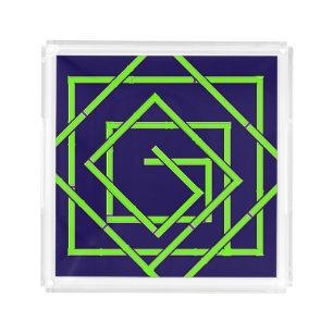 Green Geo Blue Acrylic Tray