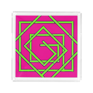 Green Geo Blue Acrylic Tray