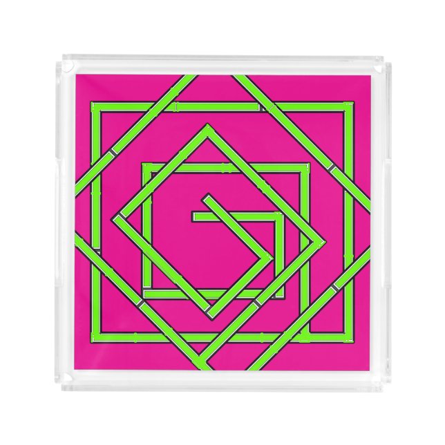 Green Geo Blue Acrylic Tray (Front)