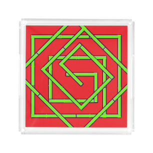 Green Geo Red Acrylic Tray