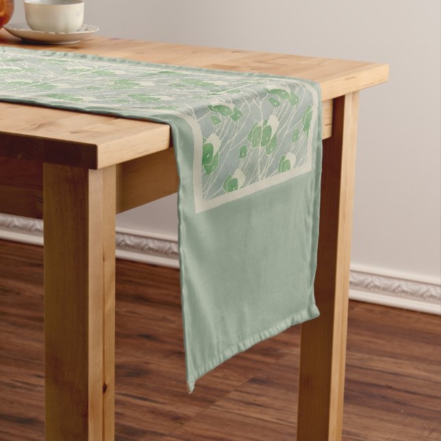 Green Geometric 1915 Hannah Borger Overbeck Short Table Runner (In Situ)