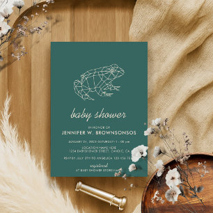 Green Geometric Animal Summer Fall Frog Invitation