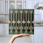 Green Geometric Art Deco Art Nouveau Ceramic Tile<br><div class="desc">Available in 2 sizes, this custom-made ceramic tile is part of our match any color Tile Series. Not intended for outdoor use.We suggest that you order one tile to review before placing a large order. This simple and modern design tile will go with any color scheme. You could use it...</div>
