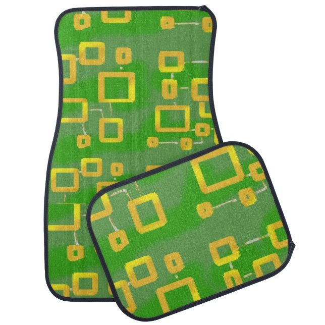 Green Geometric  Car Floor Mat (Set)