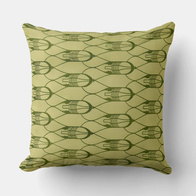 Green Geometric Design Throw Pillow (Front)