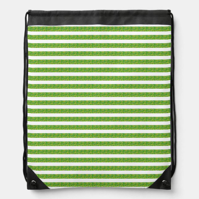 Green Geometric  Drawstring Bag (Front)