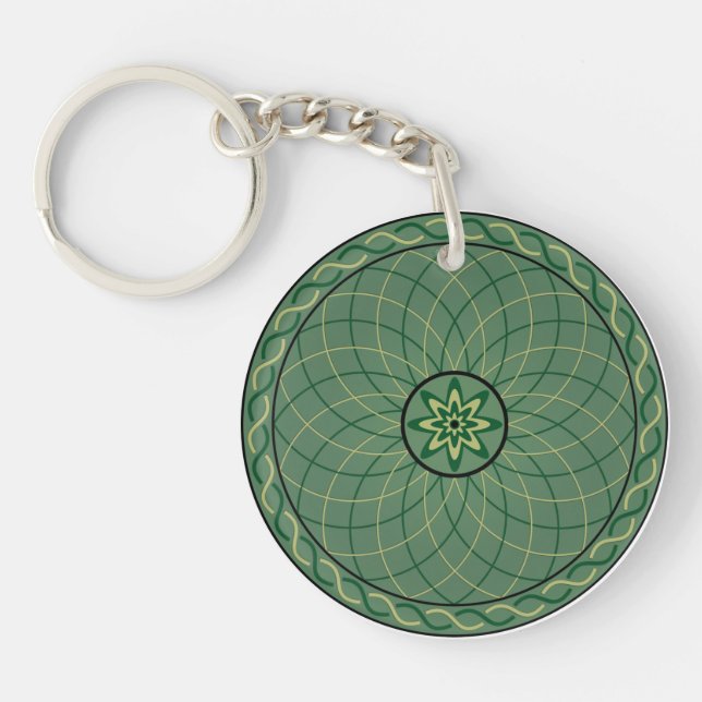 Green Geometric Flower Keychain (Front)
