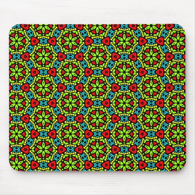 Green Geometric Flower Mouse Pad (Front)