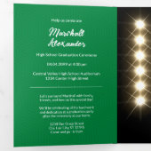 Green Geometric Graduation Photo Tri-Fold Invitation (Inside First)