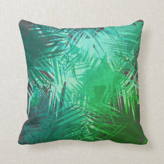 Green geometric jungle throw pillow