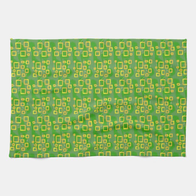 Green Geometric Kitchen Towel (Horizontal)