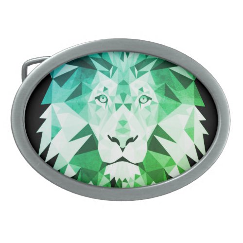 Green Geometric Lion Belt Buckle