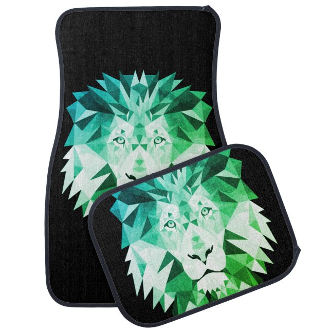 Green Geometric Lion Car Floor Mat (Set)