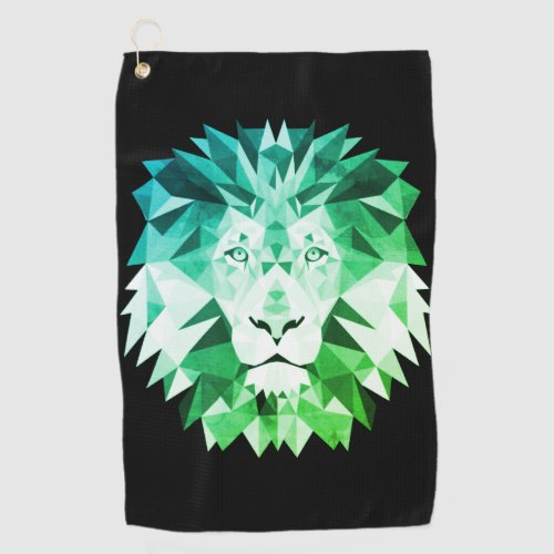 Green Geometric Lion Golf Towel