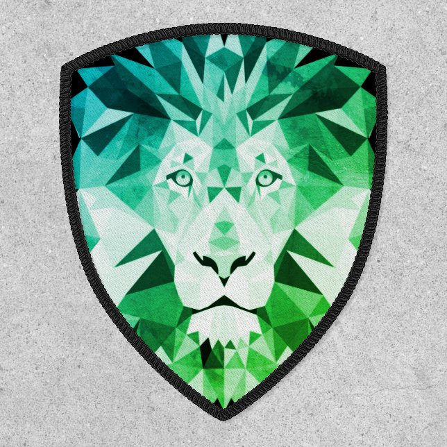 Green Geometric Lion Patch (Front)