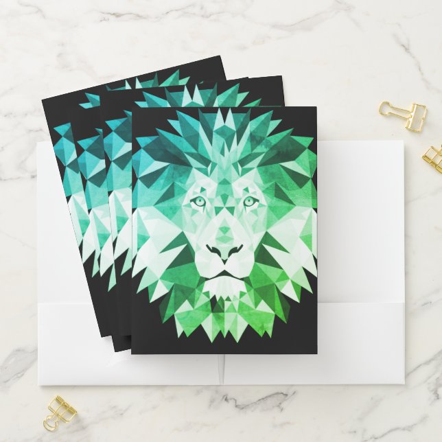 Green Geometric Lion Pocket Folder (In Situ)