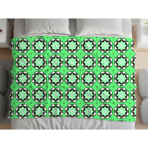 Green geometric mandala pattern fleece blanket