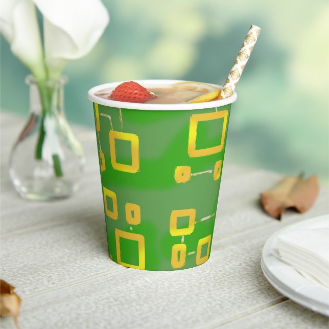 Green Geometric Paper cup (Insitu)