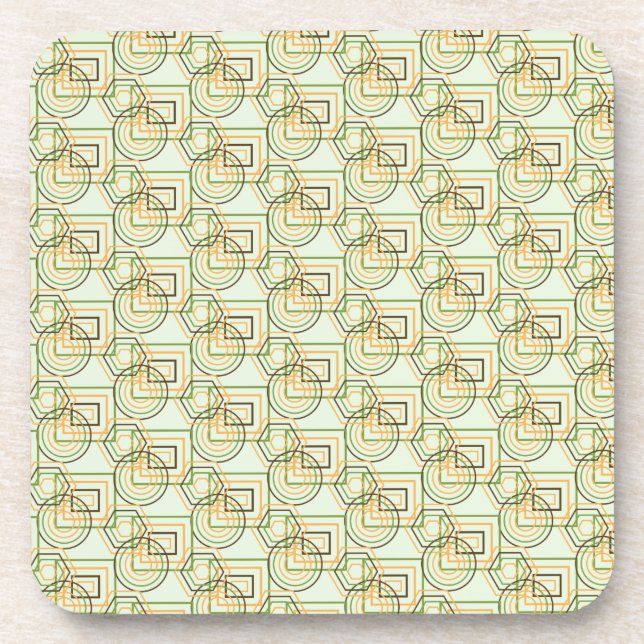 Green Geometric Pattern Drink Coaster (Front)
