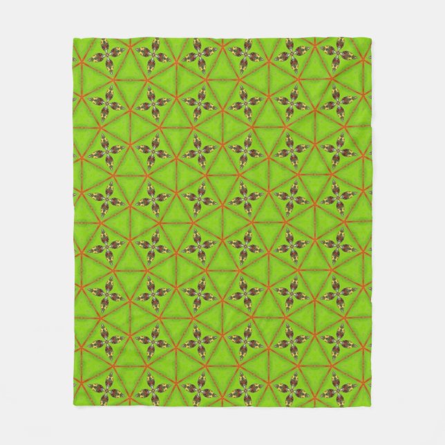 Green Geometric Pattern Fleece Blanket  (Front)