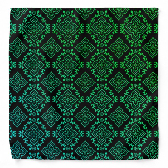 Green Geometric Pattern / Indian Print  Bandana (Front)