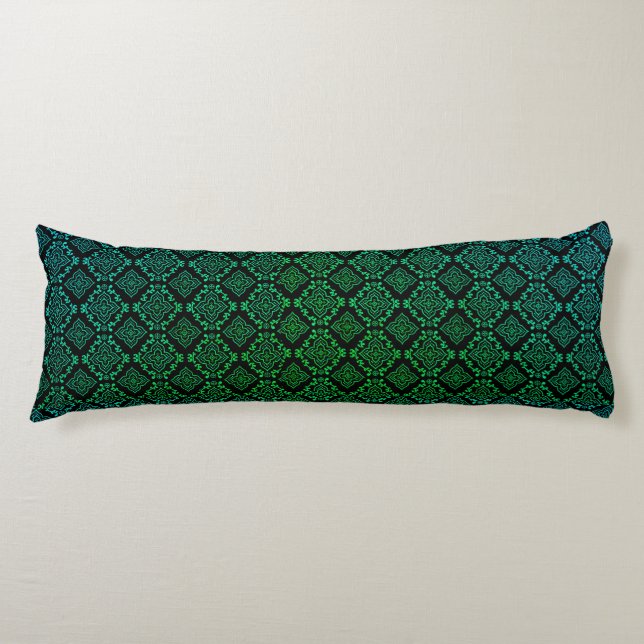 Green Geometric Pattern / Indian Print  Body Pillow (Front)