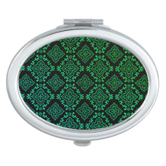 Green Geometric Pattern / Indian Print Compact Mirror