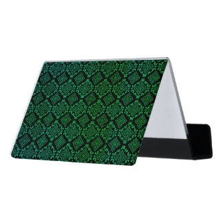 Green Geometric Pattern / Indian Print Desk Business Card Holder