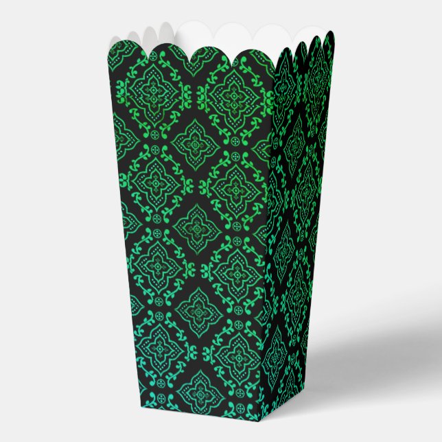 Green Geometric Pattern / Indian Print  Favor Boxes (Back)