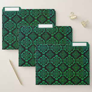 Green Geometric Pattern / Indian Print  File Folder