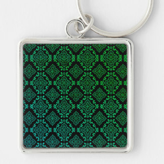 Green Geometric Pattern / Indian Print Keychain