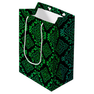 Green Geometric Pattern / Indian Print  Medium Gift Bag