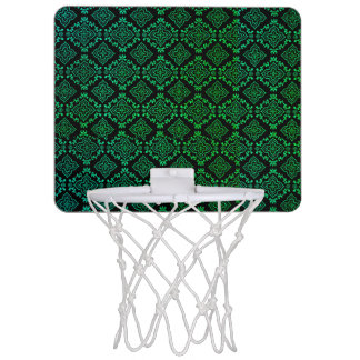 Green Geometric Pattern / Indian Print Mini Basketball Hoop