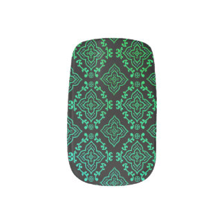 Green Geometric Pattern / Indian Print Minx Nail Art
