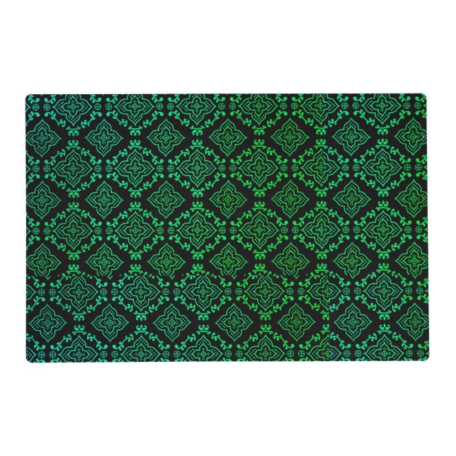 Green Geometric Pattern / Indian Print  Placemat (Front)