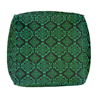 Green Geometric Pattern / Indian Print Pouf