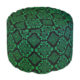 Green Geometric Pattern / Indian Print Pouf