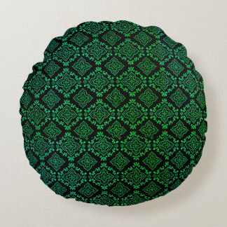 Green Geometric Pattern / Indian Print Round Pillow