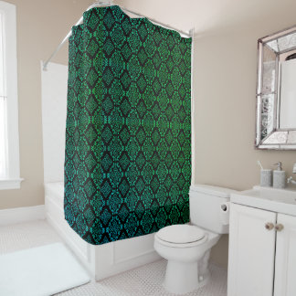 Green Geometric Pattern / Indian Print Shower Curtain