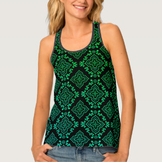 Green Geometric Pattern / Indian Print Tank Top