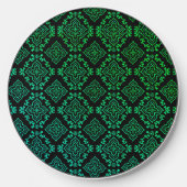 Green Geometric Pattern / Indian Print Wireless Charger (Front)
