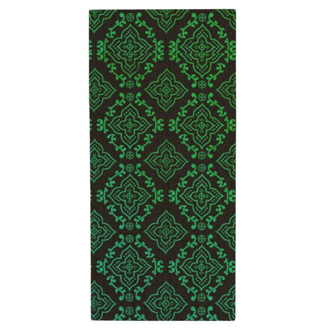 Green Geometric Pattern / Indian Print  Wood Flash Drive (Front Vertical)