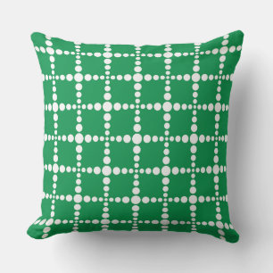 Green Geometric Pattern: Modern Retro Grid Throw Pillow